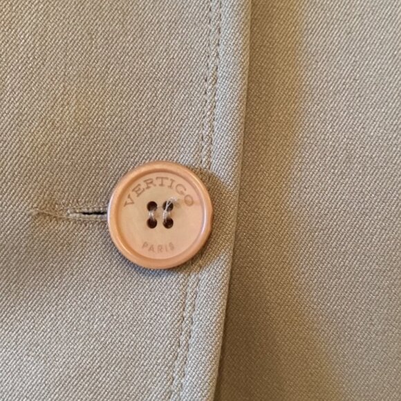 VERTIGO Paris Light Tan Blazer Signature Buckles Lined Career Elegant Vintage S - Picture 9 of 9